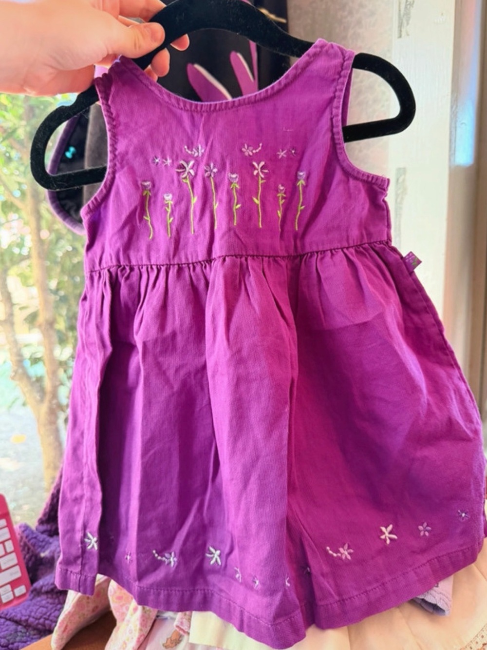 Purple Embroidered Toddler Dress
